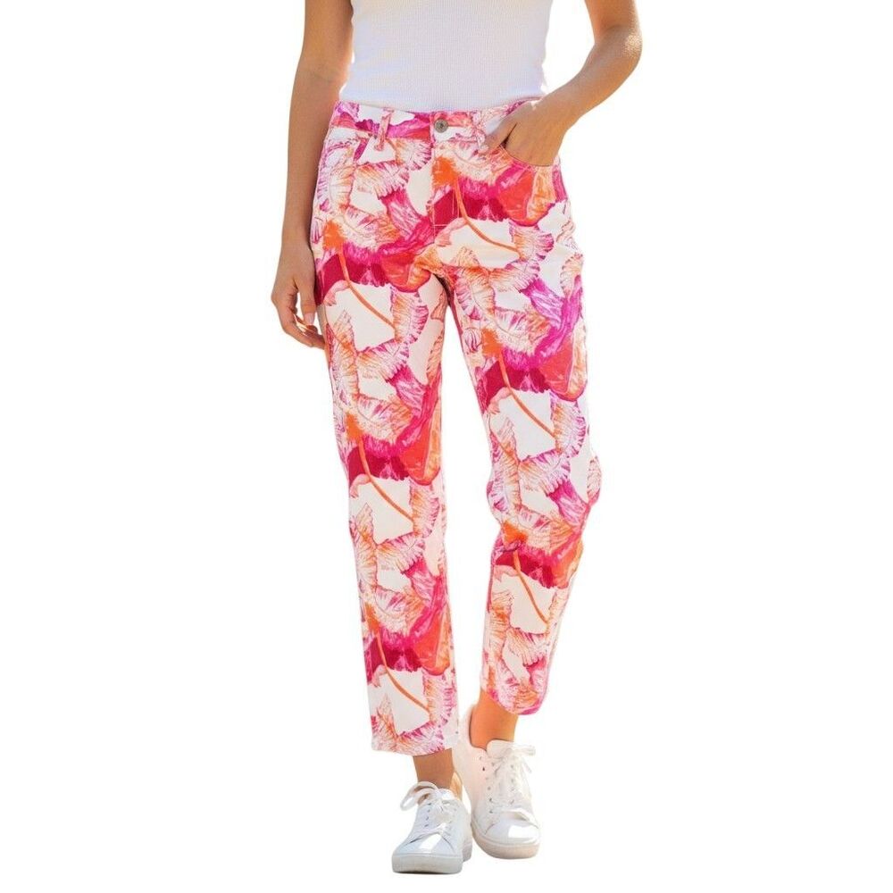 Calvin Klein Women's 8P Petite Floral Skinny Crop Stretch Jeans Multicolor